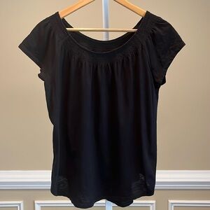 Loft Outlet Black Short Sleeve 100% Cotton Tee Shirt Size Small